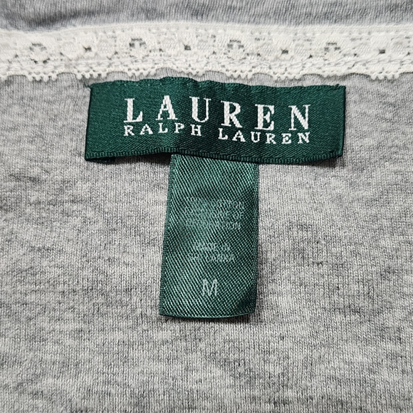 🌺3/$20 Lauren Ralph Lauren Night Gown Gray Cotton Pajamas M - Picture 7 of 9